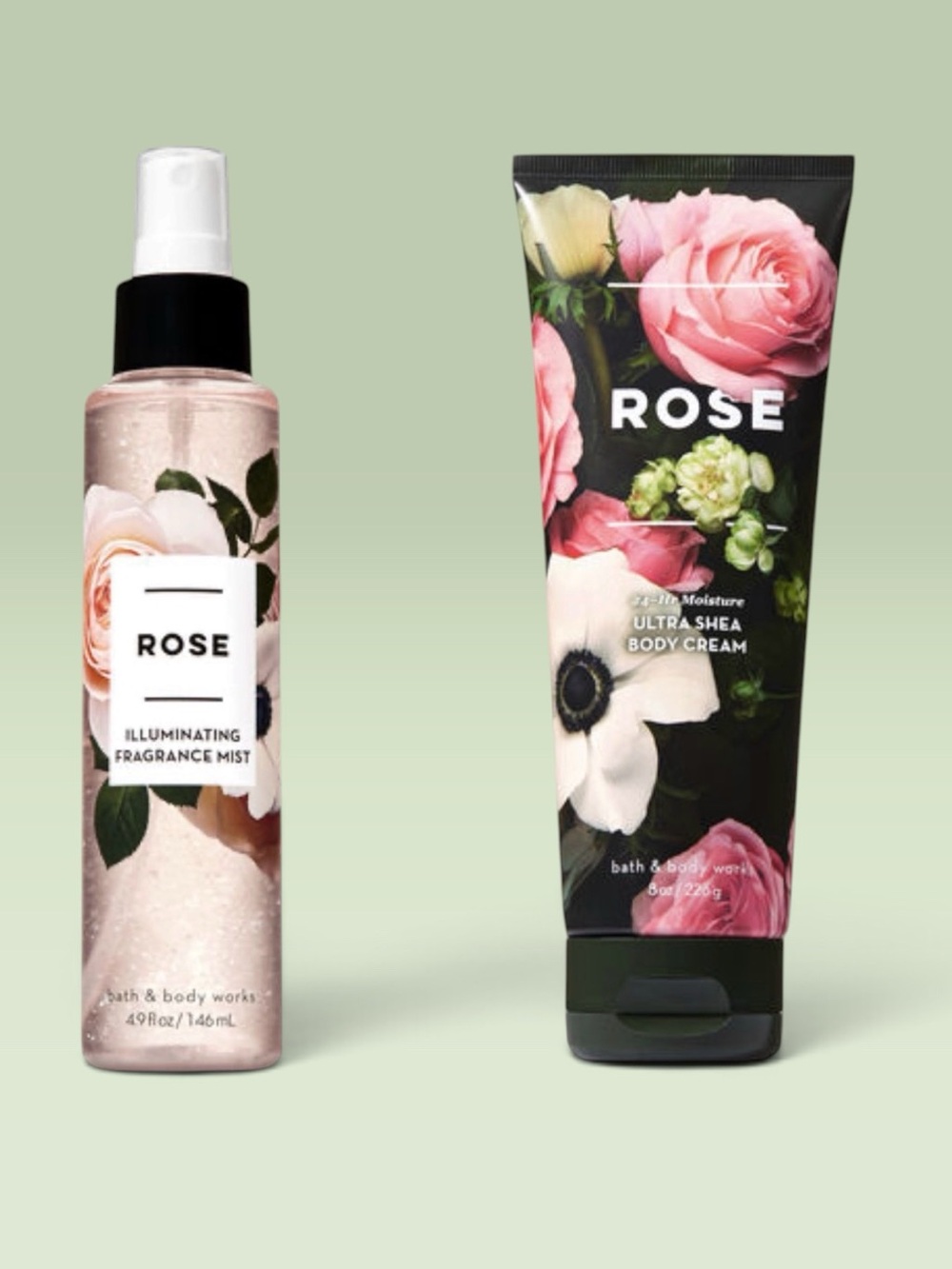 Bath and Body Works ROSE Illuminating Fragrance Mist and Body Cream
